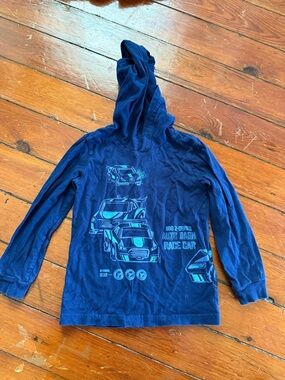 Carter's Navy Blue Hooded Long-Sleeve Race Car Top